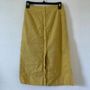 EUC | Shein | Elastic Waist Pull on Skirt with Buttons | Gold | Sz S